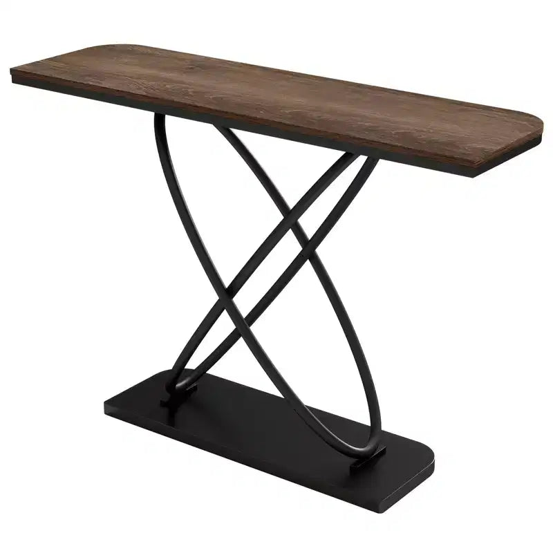 47.4 Tavolo Console Rustico da Fattoria con Cornice in Metallo Nero Tavolino Stretto per Divano per Soggiorno, Corridoio, Ingresso
