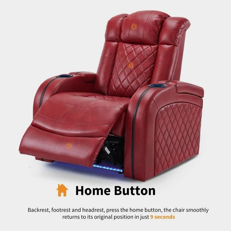 Poltrona reclinabile MCombo con poggiatesta regolabile, sedile home theater a doppio motore con porta USB, pelle traspirante HTS411