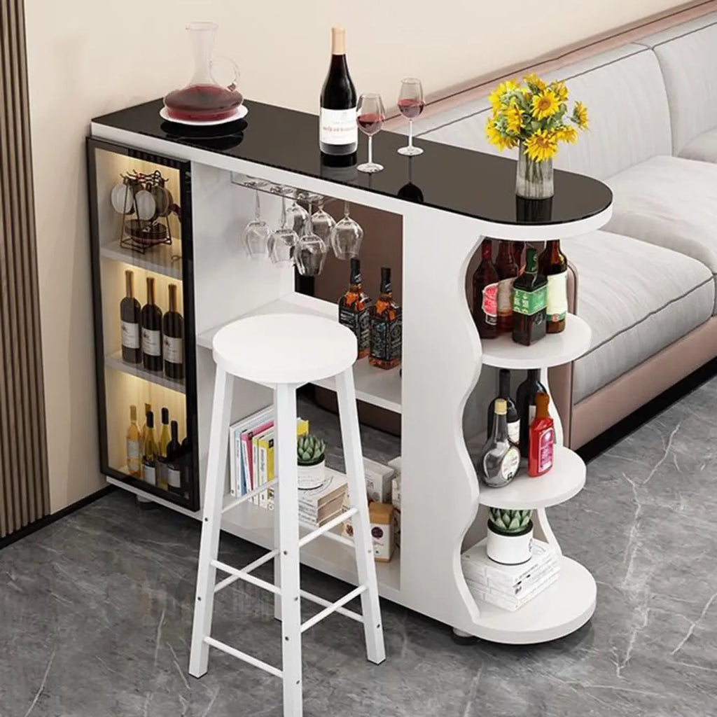 Tavolo da bar a forma libera con top in pietra moderna e contenitore per bar domestici