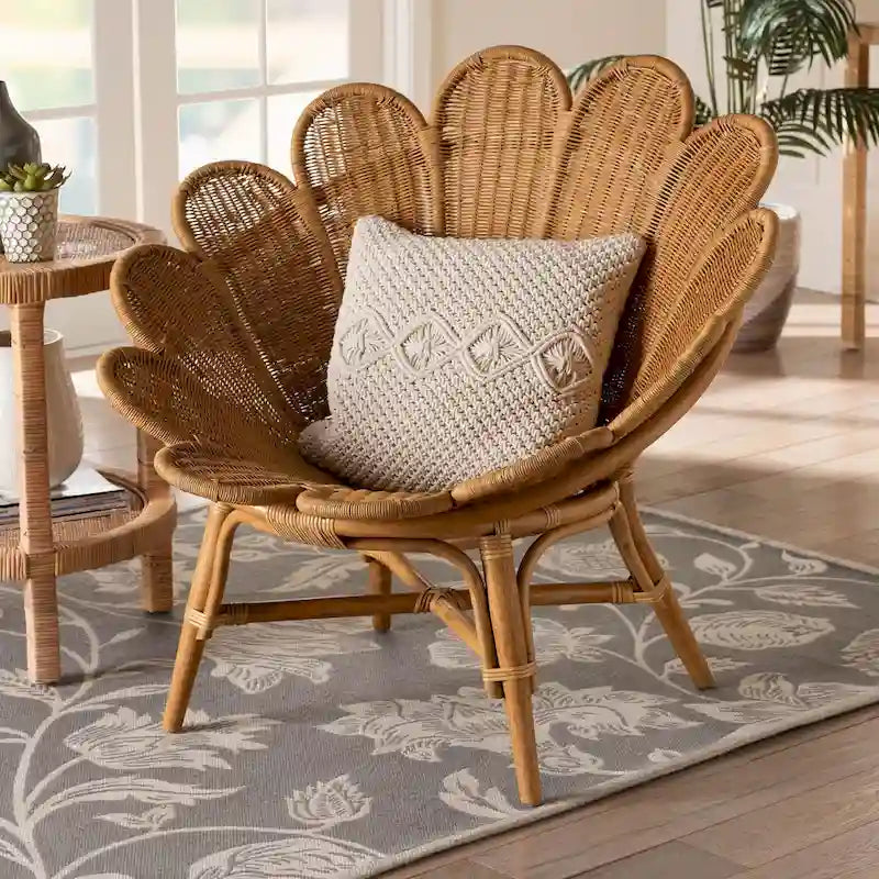 Sedia a forma di fiore Blossom Bohemian Honey Rattan