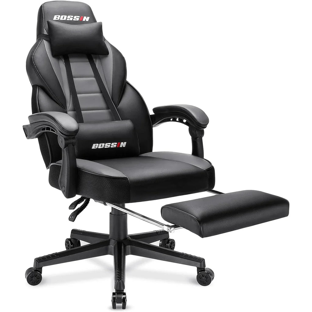 Sedia da gaming BOSSIN Racing Style, sedia da gamer per persone robuste fino a 136 kg, sedia da computer con schienale alto