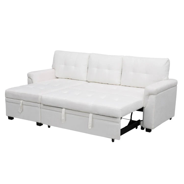 Divano sezionale reversibile con letto estraibile, chaise longue con contenitore nascosto, gambe durevoli,