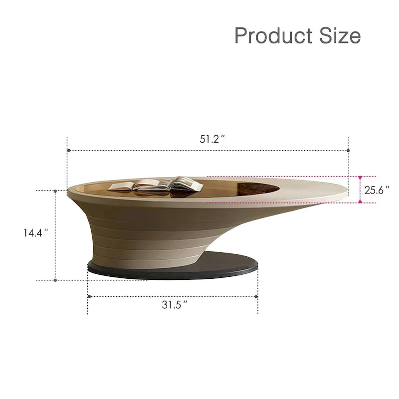 Tavolino da caffè ovale con piano in vetro, base grigia, stile moderno minimalista lussuoso e leggero, 130 cm - L 130 cm L 65 cm A 36,5 cm