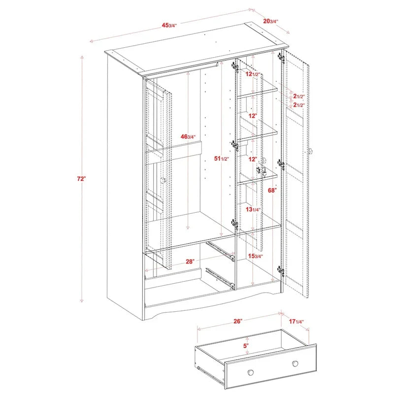 Guardaroba a 3 ante - Bianco/Moka/Java - Legno massello