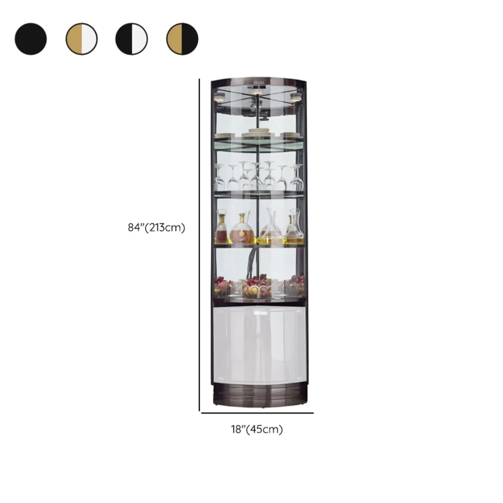 Mobile Bar Angolare con Scaffali Multipli in Vetro e Metallo per Esposizione