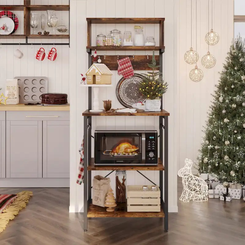 Scaffale da cucina per fornaio da 60 pollici con credenza 8 ganci laterali
