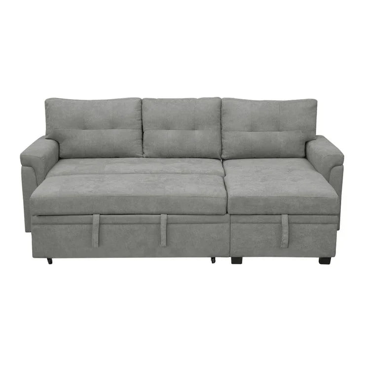 Divano componibile convertibile reversibile con letto estraibile, chaise longue con contenitore nascosto e gambe durevoli