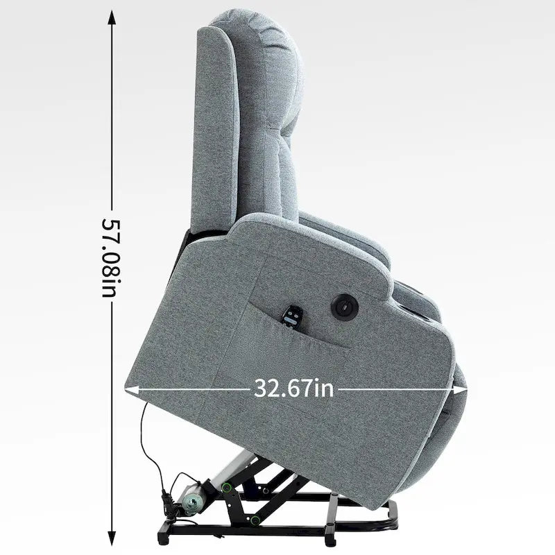 Poltrona reclinabile Power Lift, poltrona massaggiante moderna a motore singolo con riscaldamento lombare, porta di ricarica USB, portabicchieri