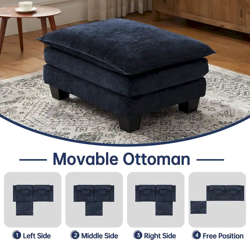 Divano Sezionale Modulare, Comodo Divano Sezionale Cloud con Pouf, Divano Letto a Seduta Profonda per Soggiorno