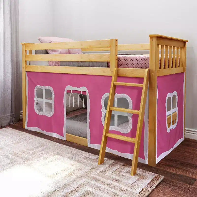 Max & Lily Letto a castello basso singolo su singolo con tende