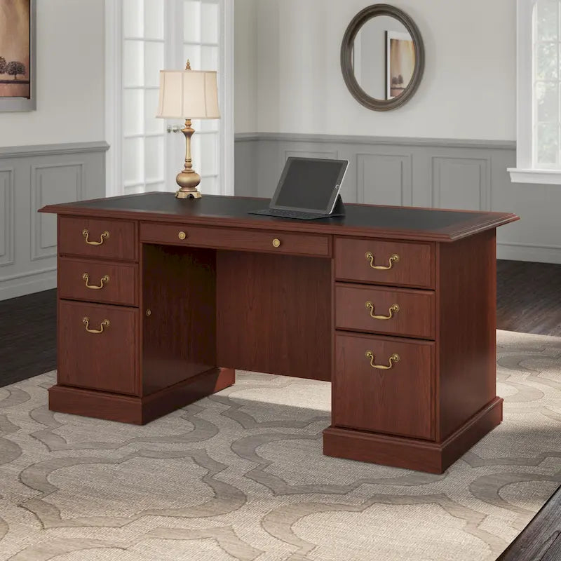 Scrivania Direzionale Bush Furniture Saratoga con Cassetti e Vani Contenitori