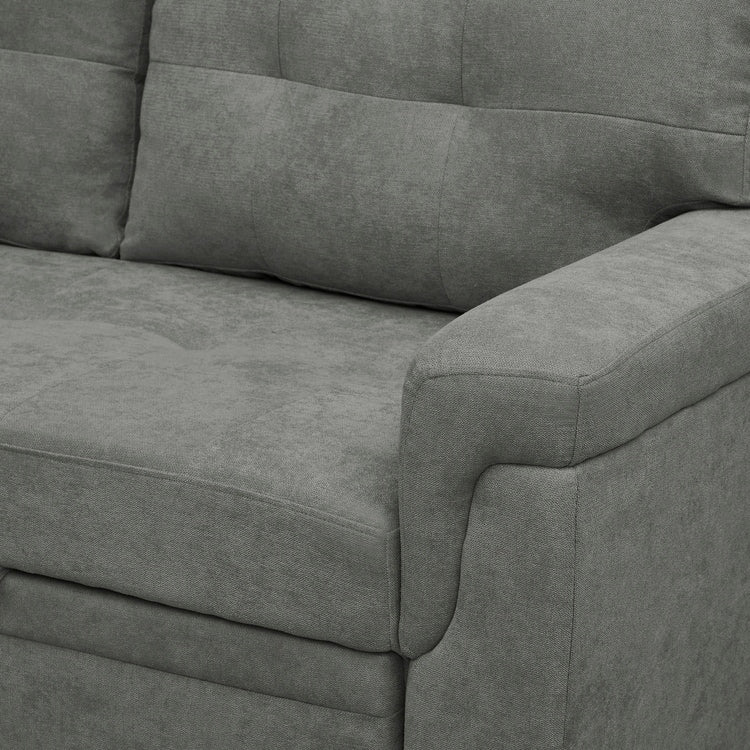 Divano sezionale reversibile con letto estraibile, chaise longue con contenitore nascosto, gambe durevoli,