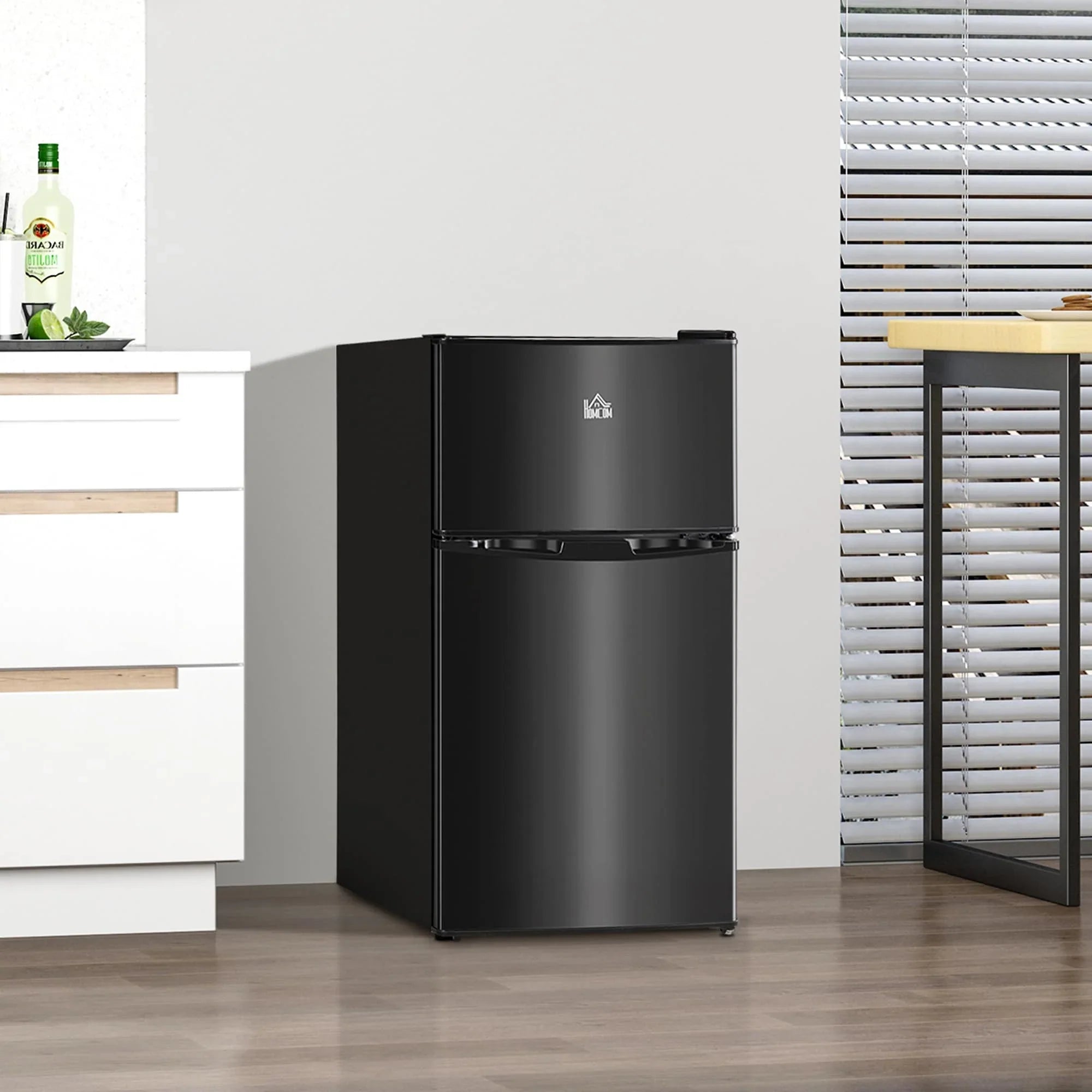 HOMCOM Mini Frigorifero a Doppia Porta con Congelatore, Frigo Compatto da 90 litri con Ripiano Regolabile, Termostato Regolabile