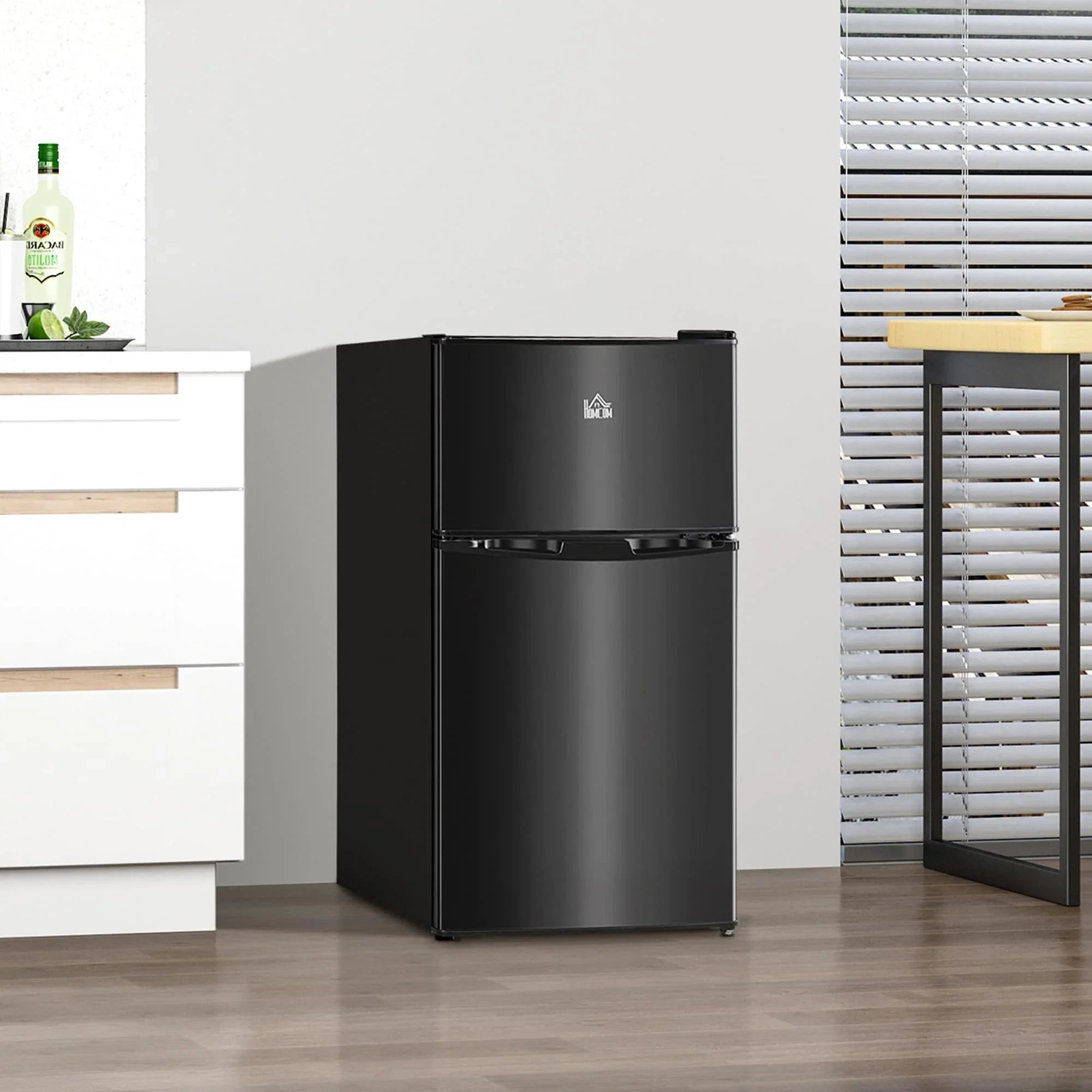 HOMCOM Mini Frigorifero a Doppia Porta con Congelatore, Frigo Compatto da 90 litri con Ripiano Regolabile, Termostato Regolabile