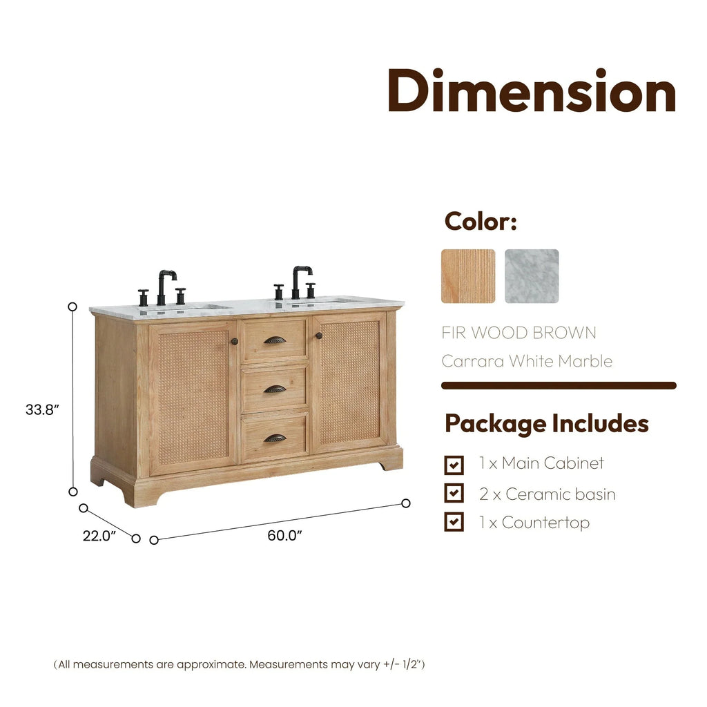 Mobile bagno Hervas con top in marmo naturale senza specchio