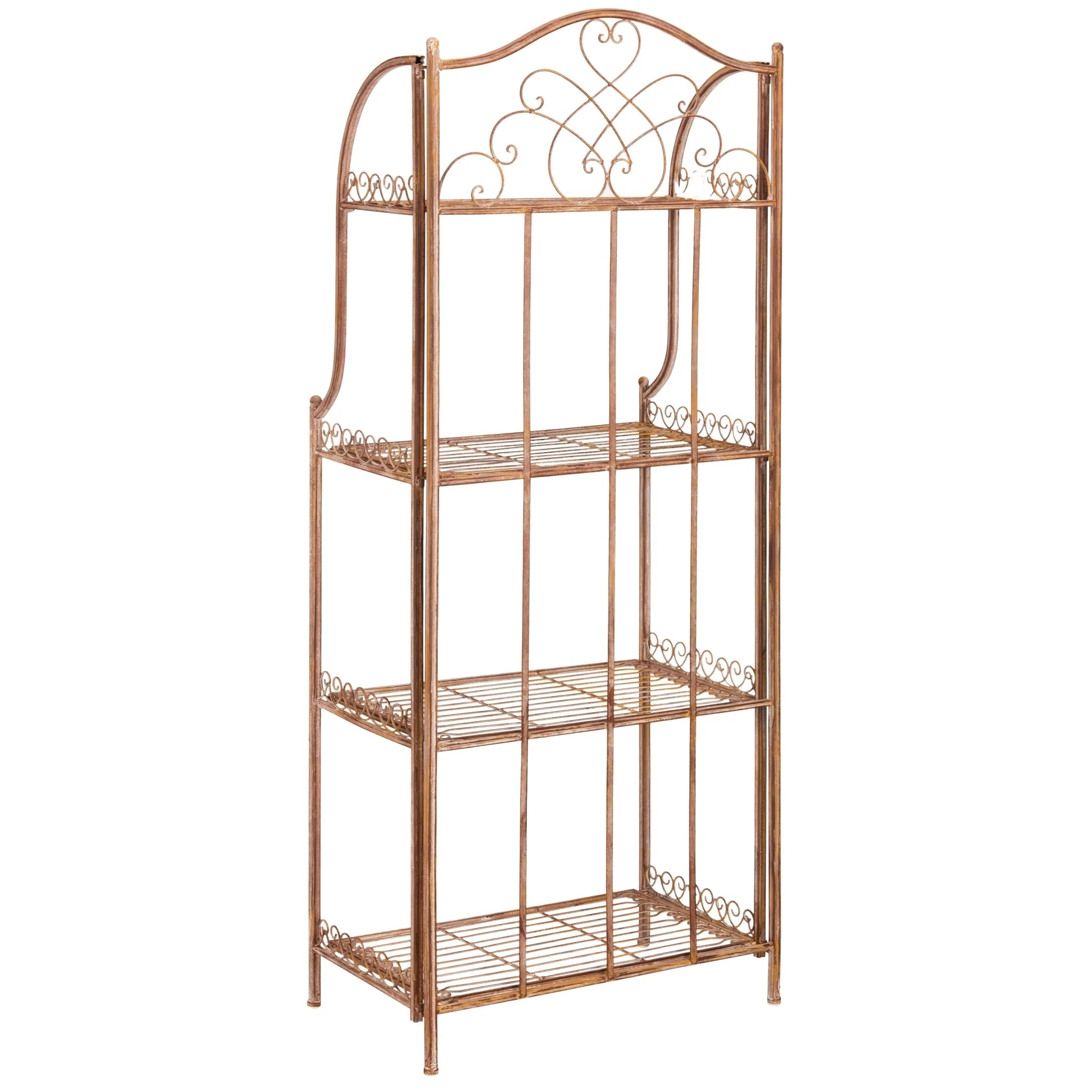 SAFAVIEH Bryn Scaffale da panettiere da esterno a 4 ripiani in ferro battuto vittoriano - 25 pollici L x 15 pollici P x 63 pollici H - 25 L x 15 P x 63 H