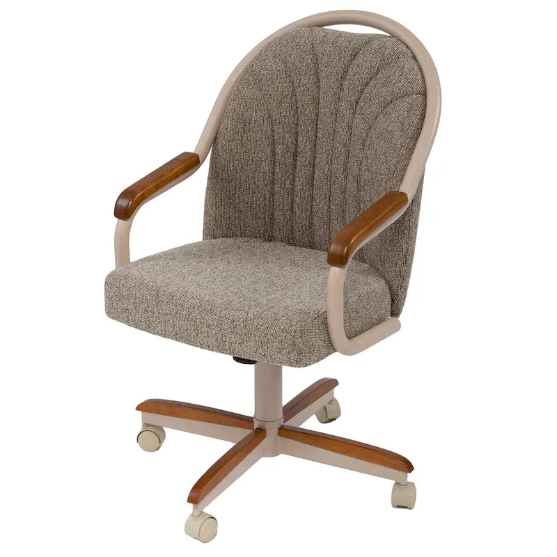 Chaise pivotante et inclinable à roulettes avec coussin pour salle à manger décontractée