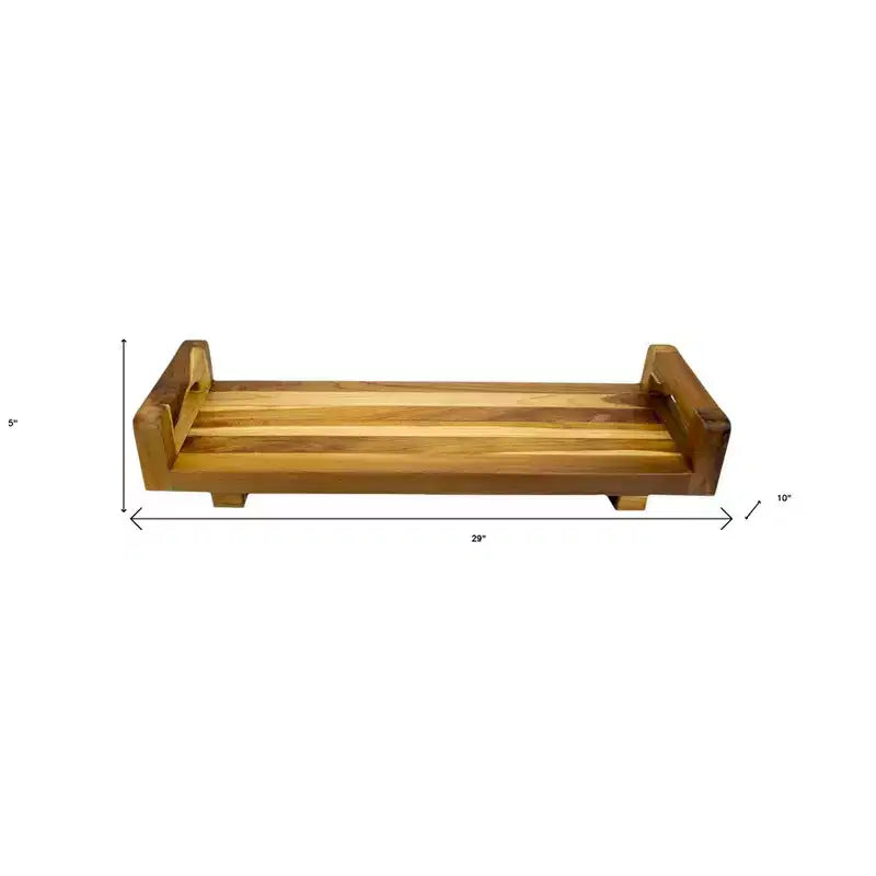 Vassoio e Sedile da Bagno in Teak Naturale 29W con Maniglie