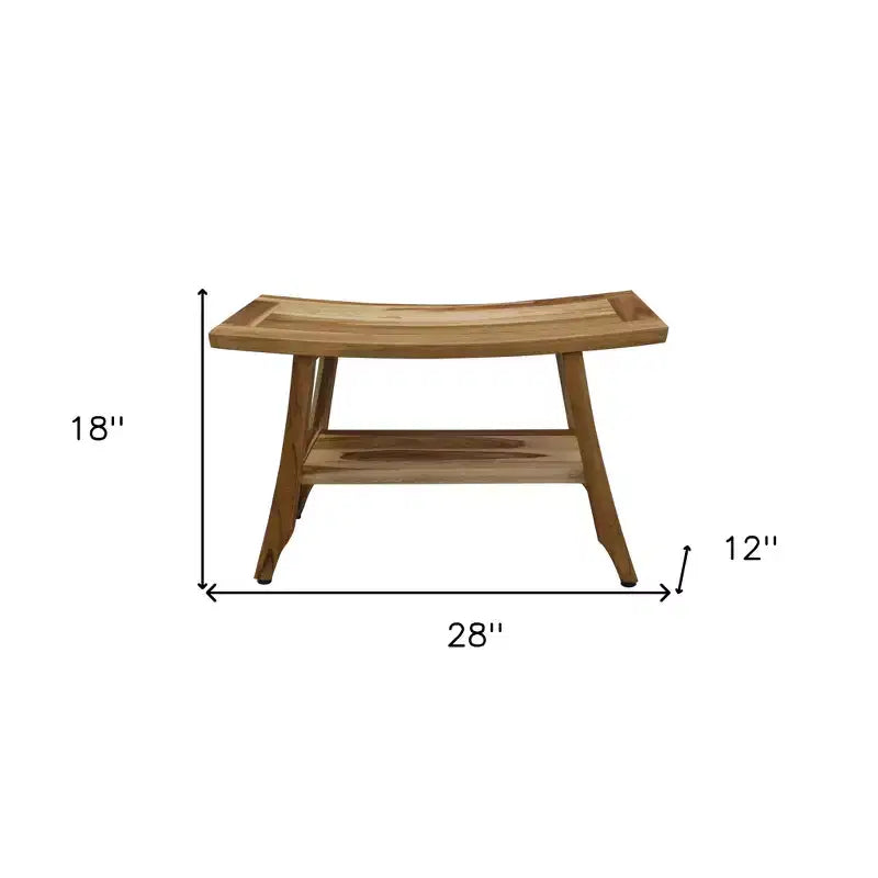Panca da doccia rettangolare in teak massello da 28" con ripiano