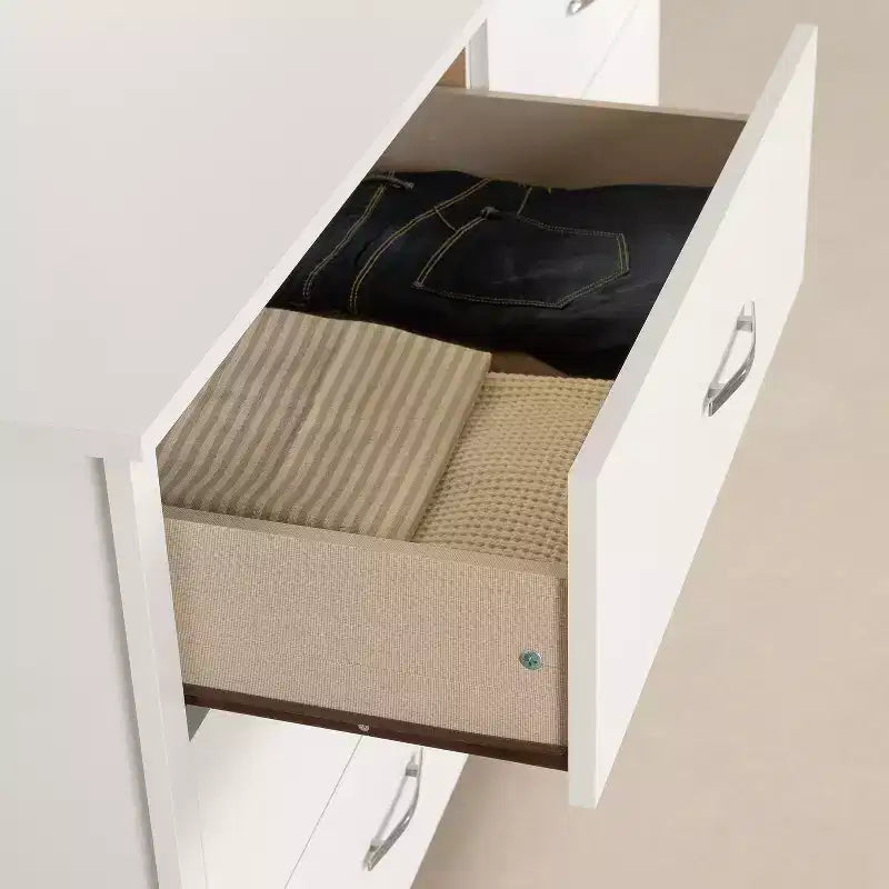 Cassettiera orizzontale in truciolato, 17,14 cm H, con 6 cassetti, finitura bianca