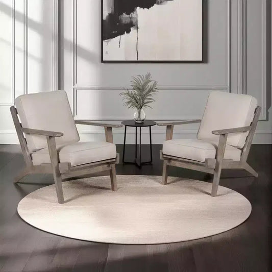 Royal Hampton Handcrafted Mango Wood Accent Chair with Cushioned Seat and Angled Legs