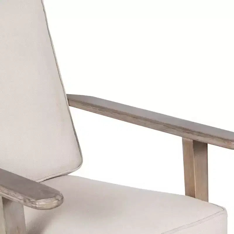 Poltroncina artigianale in legno di mango con sedile imbottito e gambe oblique