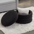 Panca ottomana rotonda moderna con spazio contenitivo, sedia da vanità, sgabello poggiapiedi rivestito in morbido velluto con ripiano in legno per divano, camera da letto, ingresso