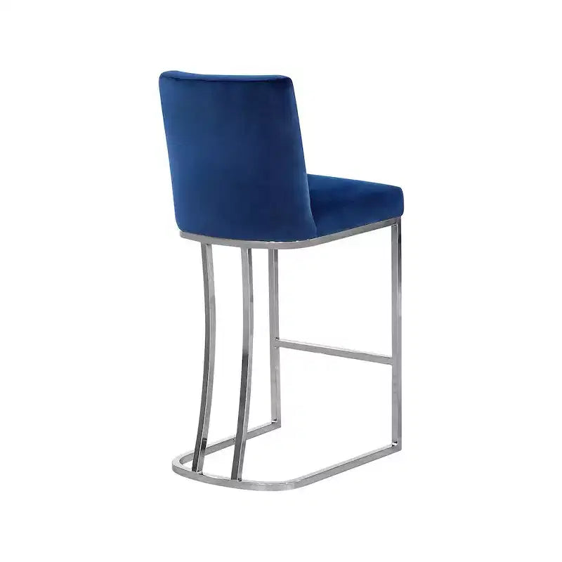 Sgabello in velluto blu navy