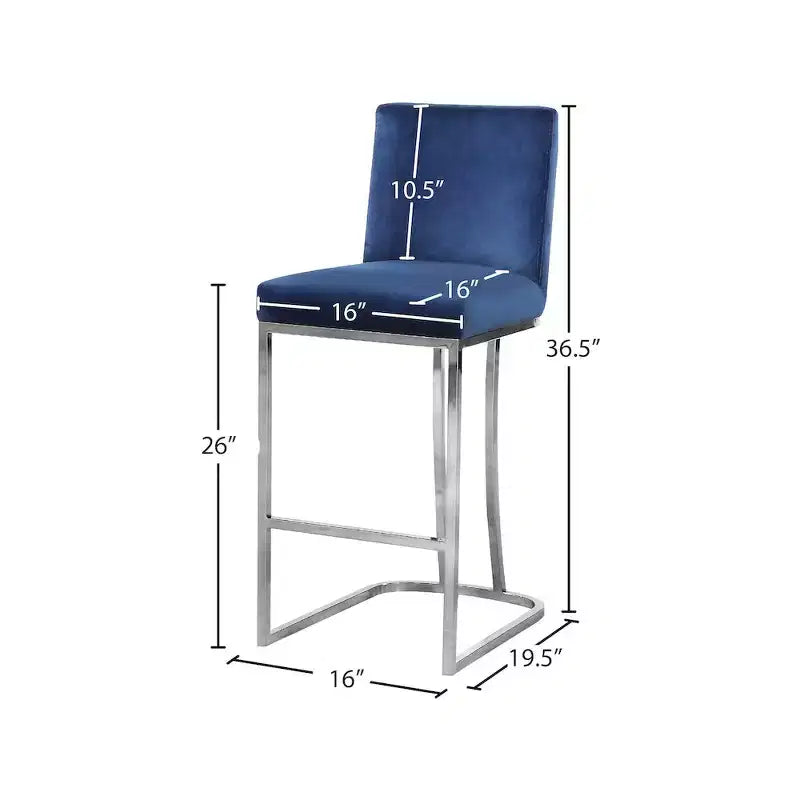 Sgabello in velluto blu navy