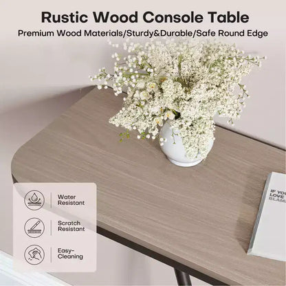47.4 Tavolo Console Rustico da Fattoria con Cornice in Metallo Nero Tavolino Stretto per Divano per Soggiorno, Corridoio, Ingresso