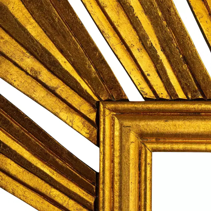 Specchio da Parete Rettangolare a Raggi di Sole, Oro