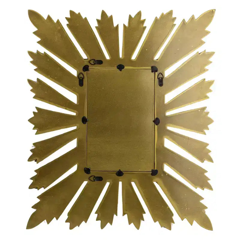 Specchio da Parete Rettangolare a Raggi di Sole, Oro