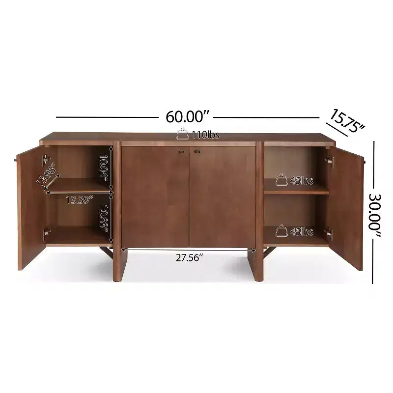 Madia Moderna Minimalista in Legno Versatile con Contenitore