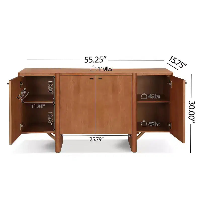 Madia Moderna Minimalista in Legno Versatile con Contenitore