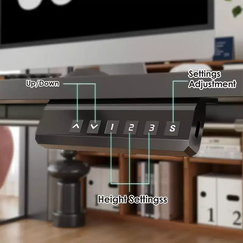 Scrivania elettrica regolabile in altezza 40 x 24 con piano nero per computer, scrivania da ufficio domestico con pannello in giuntura