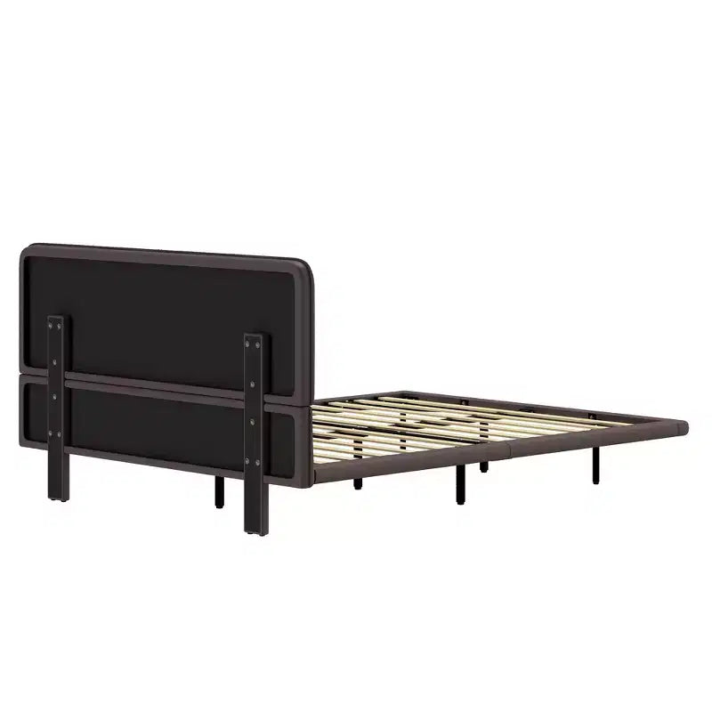 Letto matrimoniale con piattaforma flottante, luci a LED, ecopelle, struttura robusta e fascino moderno