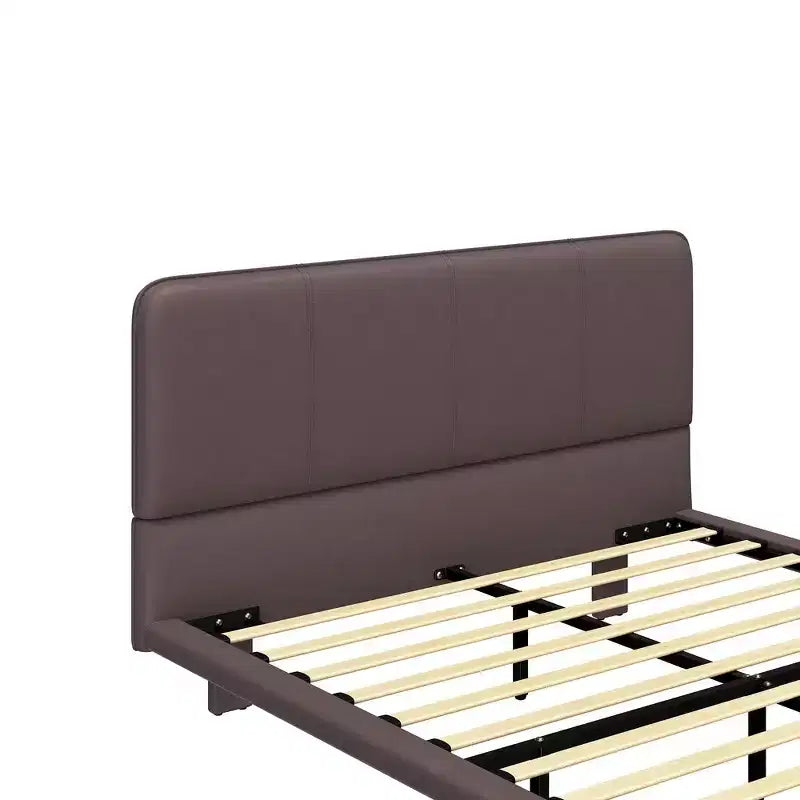 Letto matrimoniale con piattaforma flottante, luci a LED, ecopelle, struttura robusta e fascino moderno