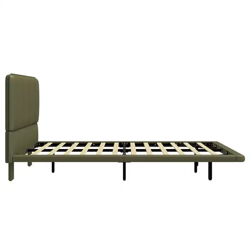 Letto matrimoniale con piattaforma flottante, luci a LED, ecopelle, struttura robusta e fascino moderno