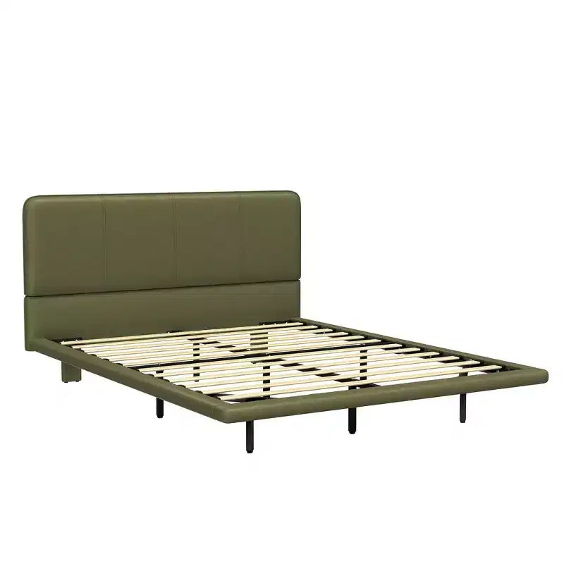 Letto matrimoniale con piattaforma flottante, luci a LED, ecopelle, struttura robusta e fascino moderno