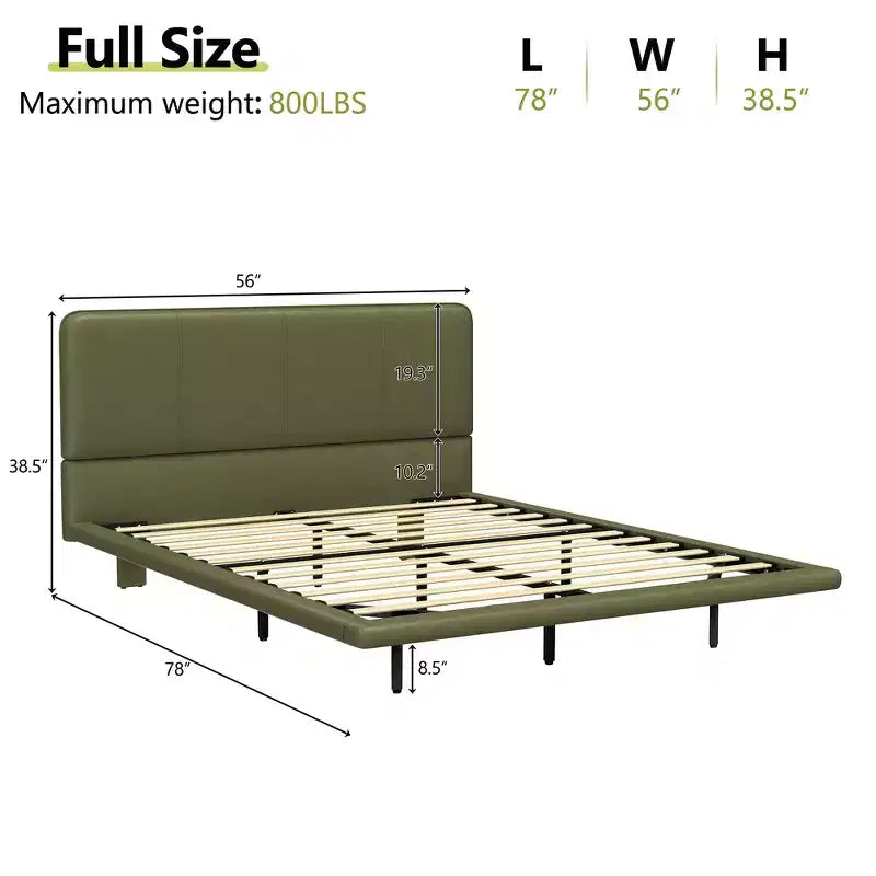 Letto matrimoniale con piattaforma flottante, luci a LED, ecopelle, struttura robusta e fascino moderno