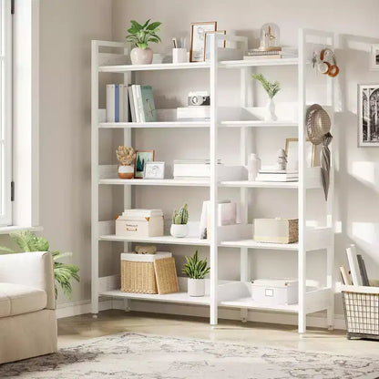 Scaffale angolare a 5 ripiani convertibile da 167 cm con ripiani a L per esposizione e conservazione - Nero/Bianco
