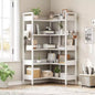 Scaffale angolare a 5 ripiani convertibile da 167 cm con ripiani a L per esposizione e conservazione - Nero/Bianco