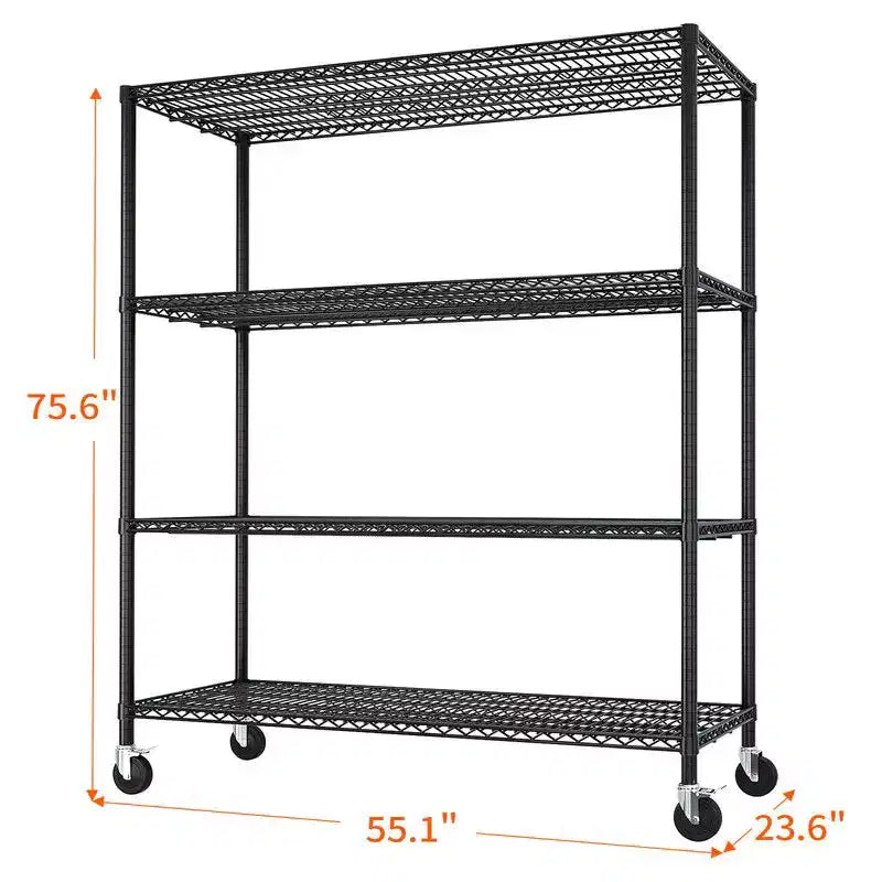 Scaffale in filo metallico resistente regolabile con rotelle 2500 libbre NSF
