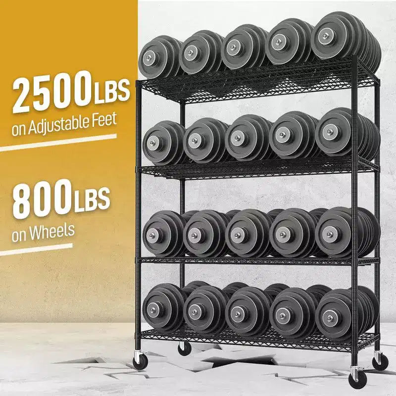 Scaffale in filo metallico resistente regolabile con rotelle 2500 libbre NSF