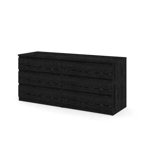 Tvilum,Scottsdale 6 Drawer Double Dresser, Black Wood Grain