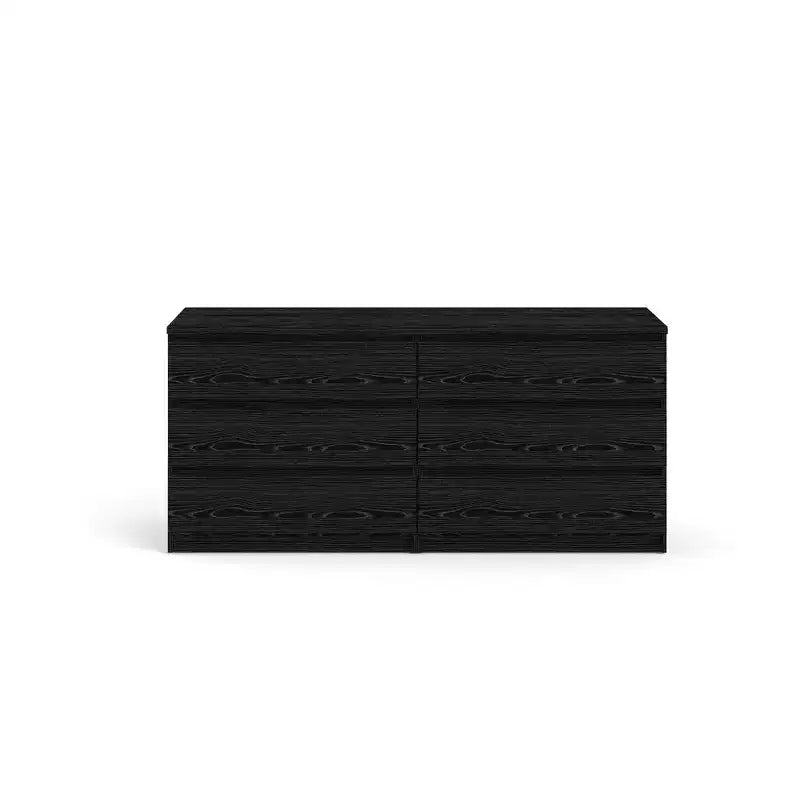 Cassettiera a 6 cassetti, Doppia, con venature del legno nere