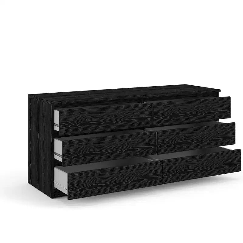 Cassettiera a 6 cassetti, Doppia, con venature del legno nere