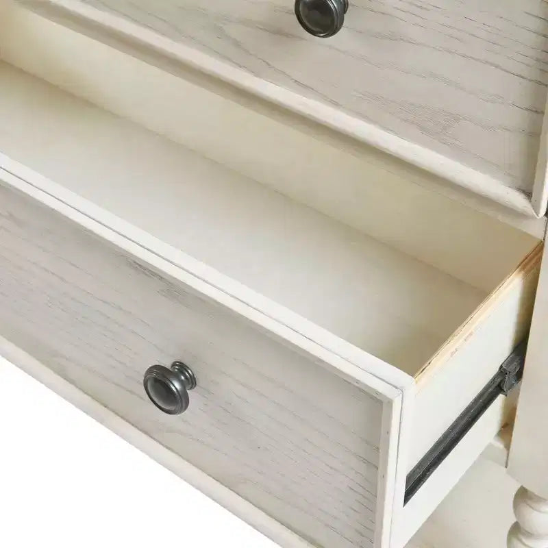 Cassettiera Comodino Tavolino Laterale a 2 Cassetti in Legno Massello Stile Rustico con Ripiano, per Camera da Letto e Soggiorno