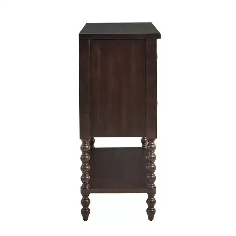 Cassettiera Comodino Tavolino Laterale a 2 Cassetti in Legno Massello Stile Rustico con Ripiano, per Camera da Letto e Soggiorno