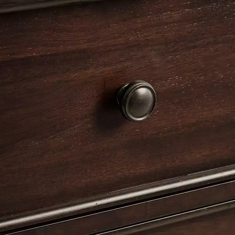 Cassettiera Comodino Tavolino Laterale a 2 Cassetti in Legno Massello Stile Rustico con Ripiano, per Camera da Letto e Soggiorno